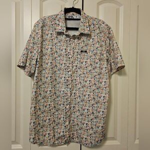 Projek Raw Shirt  Dark Black Men's Cocktail Drink Print Button Down SZ M